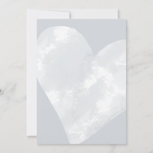 白い水色のハートグレーの後に幸せに 招待状 (裏面)