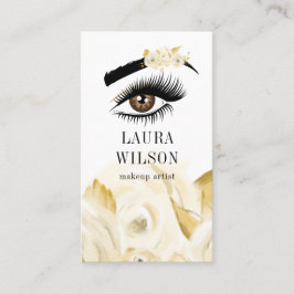 白い水色の花と美しい目 名刺