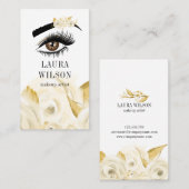 白い水色の花と美しい目 名刺 (正面/裏面)