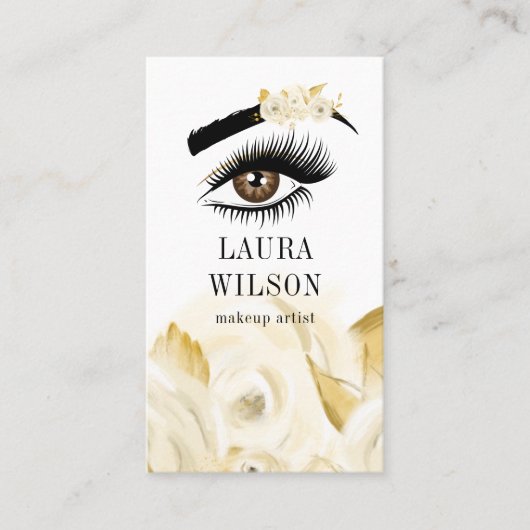 白い水色の花と美しい目 名刺 (正面)