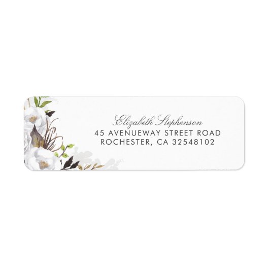 白い水色の花ロマンチック結婚ズ ラベル (正面)