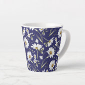 白い水色の花 カフェラテマグ (右アングル)