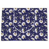 白い水色の花 ラージペーパーバッグ (正面)