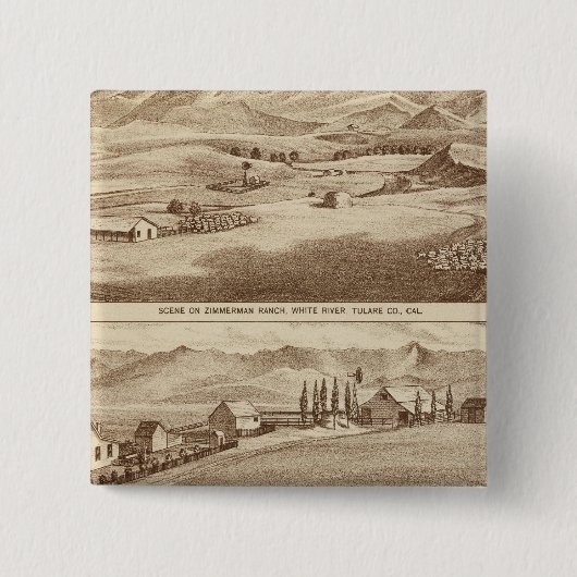 白い水、受け皿のランチ 缶バッジ (正面)