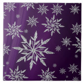白い氷の結晶を持つ紫のクリスマススター タイル (正面)