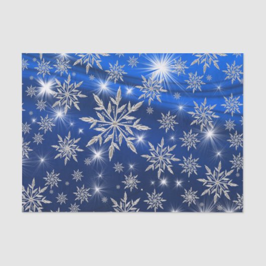 白い氷晶と青いクリスマススター 薄葉紙 (正面)