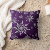 白い氷結晶を持つ紫のクリスマススター クッション (ブランケット)