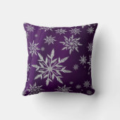 白い氷結晶を持つ紫のクリスマススター クッション (裏面)