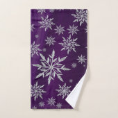 白い氷結晶を持つ紫のクリスマススター バスタオルセット (ハンドタオル)