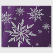 白い氷結晶を持つ紫のクリスマススター ラッピングペーパー (フラット)