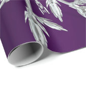 白い氷結晶を持つ紫のクリスマススター ラッピングペーパー (ロールコーナー)