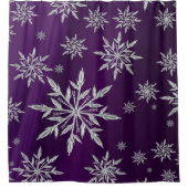 白い氷結晶を持つ紫のクリスマス星 シャワーカーテン (正面)