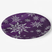 白い氷結晶を持つ紫のクリスマス星 ペーパープレート (アングル)