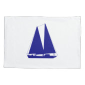 白い沿岸装飾のヨットの濃紺 枕カバー (裏面)