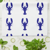 白い沿岸装飾のロブスターの濃紺 キッチンタオル (折り畳み)