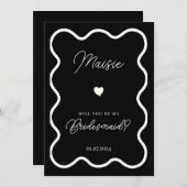 白い波が私の花嫁介添人の提案になる 招待状 (正面/裏面)