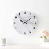 白い波打ちクリームの背景 ラージ壁時計 (ホーム)