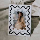 白い波状フレーム卒業ありがとう 案内状