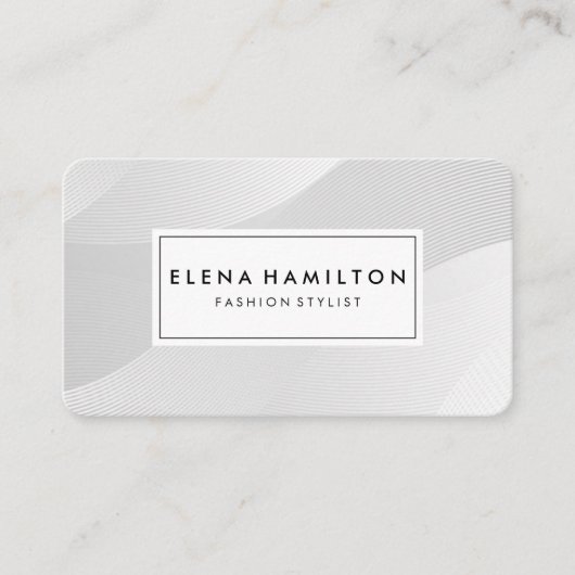 白い波線パターン 名刺 (正面)