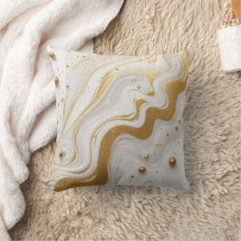 白い液体とドロップと黄金のグリッター クッション
