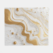 白い液体とドロップと黄金のグリッター フリースブランケット (正面(横))