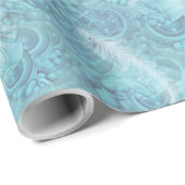 白い淡い色の羽毛の薄い青い模様 ラッピングペーパー (ロールコーナー)