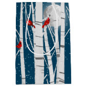 白い深紅色の木に赤い樺の木 ミディアムペーパーバッグ (正面)