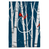 白い深紅色の木に赤い樺の木 ミディアムペーパーバッグ (裏面)