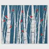 白い深紅色の木に赤い樺の木 ラッピングペーパー (フラット)