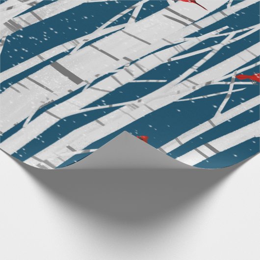 白い深紅色の木に赤い樺の木 ラッピングペーパー (角)