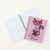 白い渦巻き模様の背景ノートブック付きピンク猫 ノートブック (内部)