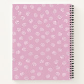 白い渦巻き模様の背景ノートブック付きピンク猫 ノートブック (裏面)