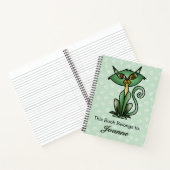 白い渦巻き背景ノートブック付き猫 ノートブック (内部)