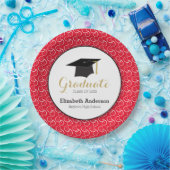 白い渦(うず)オン・レッド、卒パーソナライズされた業式 ペーパープレート (パーティー)