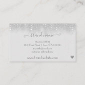 白い滴かわいらしり落ちるシルバーグリッターの雨が点滅 名刺 (裏面)