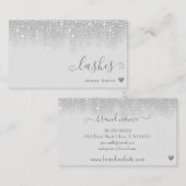 白い滴かわいらしり落ちるシルバーグリッターの雨が点滅 名刺 (正面/裏面)