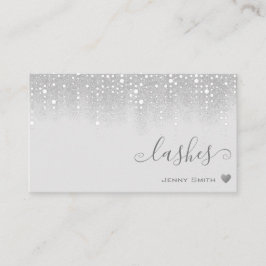 白い滴かわいらしり落ちるシルバーグリッターの雨が点滅 名刺