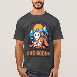 白い漁師猫のキャンプデザインギフト Tシャツ