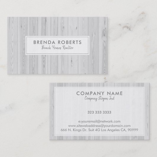 白い漂白された木の板の背景 名刺 (正面/裏面)