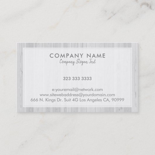 白い漂白された木の板の背景 名刺 (裏面)