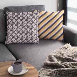 白い漫画のガチョウの幾何学的なパターン濃い灰色 クッション