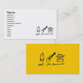 白い漫画サーファーサーフ・ジャム・ライブ・バン・モットー・おもしろい 名刺 (正面/裏面)