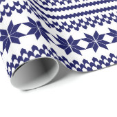 白い濃紺の北欧のクリスマスのセーターパターン ラッピングペーパー (ロールコーナー)