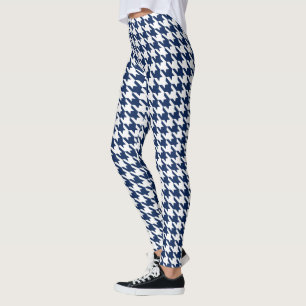 白い濃紺Large Pied De Poule Houndstooth レギンス