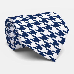 白い濃紺Pied de Poule Houndstooth ネクタイ
