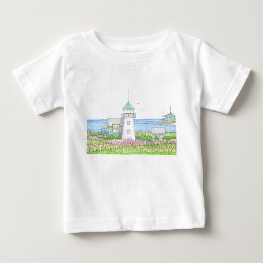 白い灯台のキッズTシャツ ベビーTシャツ (正面)
