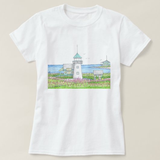 白い灯台の女性用Tシャツ Tシャツ (デザイン正面)
