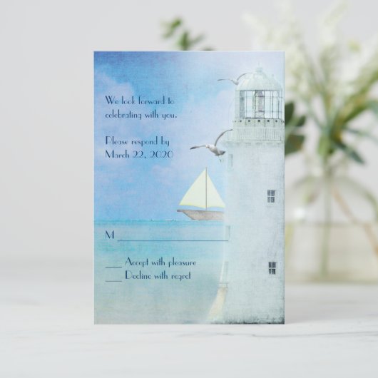 白い灯台の結婚式 出席確認 招待状 (スタンド正面)