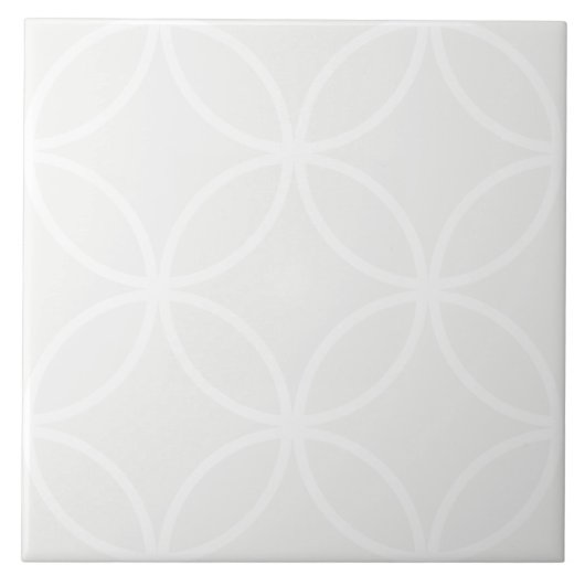白い灰色と白の花びらの円ダイヤモンドパターン タイル (正面)