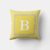 白い灰色のカスタムで白いモノグラムおよび黄色 クッション (裏面)